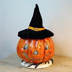 Cracker Barrel Vintage Style Jack-o'-lantern Witches Hat Candy Dish